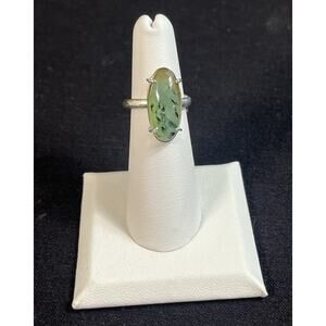 Peruvian Opal Oval Ring 950 Sterling Silver Adjustable Handmade Peru NEW